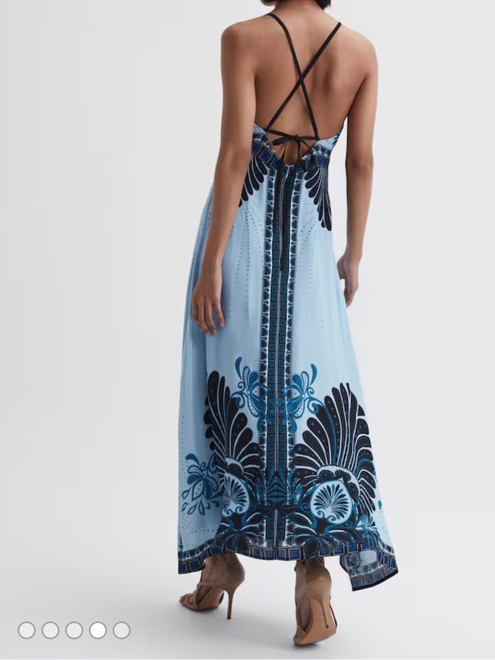 Reiss Emerson Printed V-Neck Maxi Dress in Blue - Picture 3 of 7